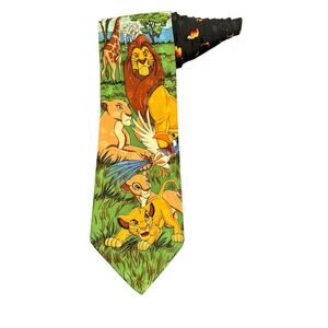 The Disney Store Lion King Simba Mufasa Nala Cartoon Necktie Vintage Silk